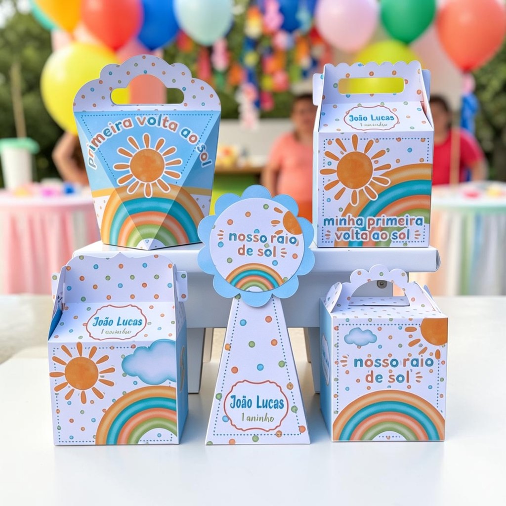 Personalizados MINHA PRIMEIRA VOLTA  AO SOL (PEGUE E MONTE)kit festa lembrancinha -aniversario -caixinhas personalizadas