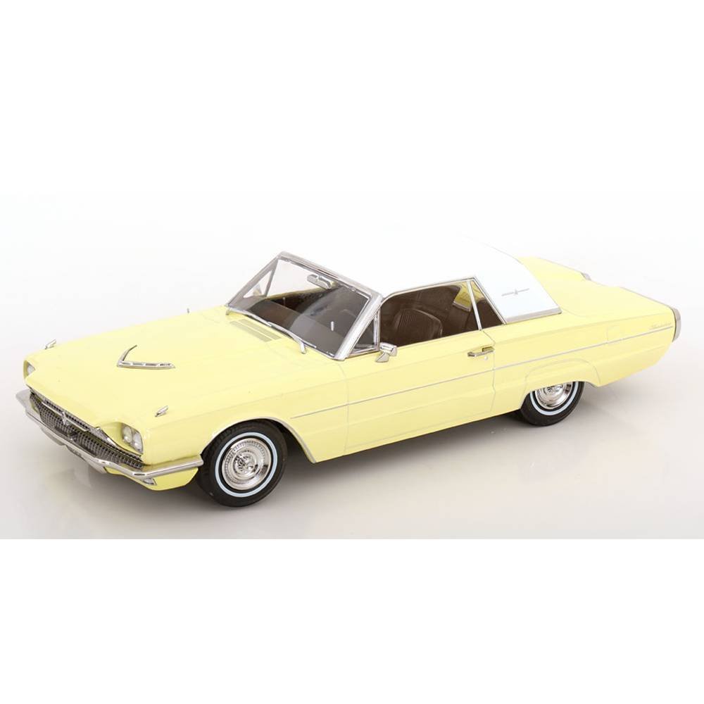 Miniatura Carro Ford Thunderbird Hardtop Coupe (1966) - Amarelo / Branco - 1:18 - KK Scale