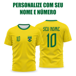 Camiseta Amarela do Brasil Personalizada com Nome e Número