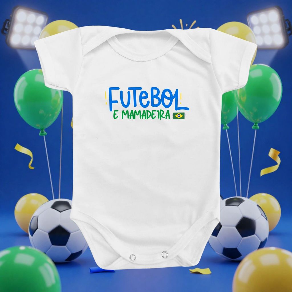 Body Bebe Copa do Mundo Futebol Mamadeira Brasil Seleção Brasileira Antialérgico