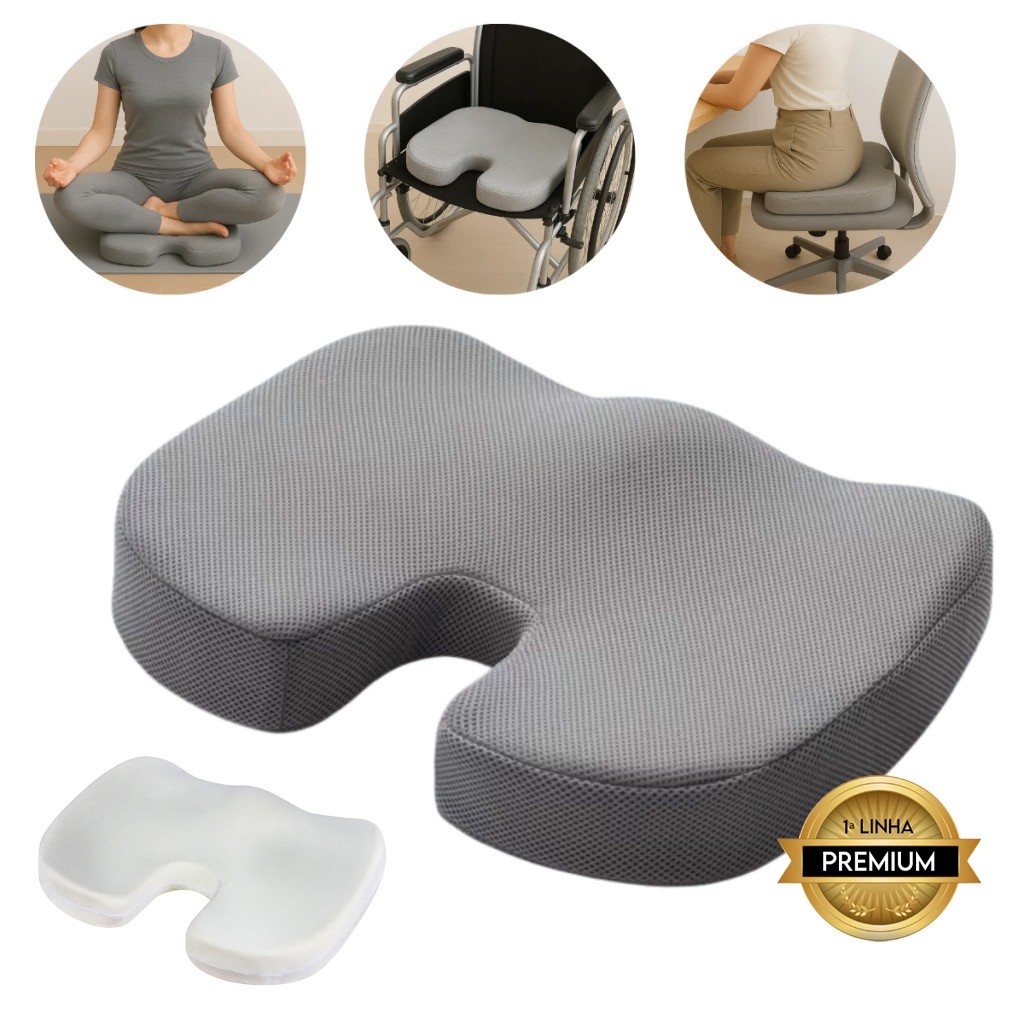 Almofada De Assento Cóccix Espuma Memória Com Gel Travesseiro Ergonômico Cadeira Banco Home Office
