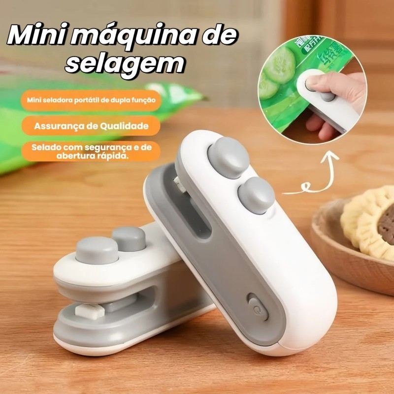 Mini Máquina Seladora Recarregável USB para Embalagens Plásticas Selagem Rápida Conservação de Alimentos