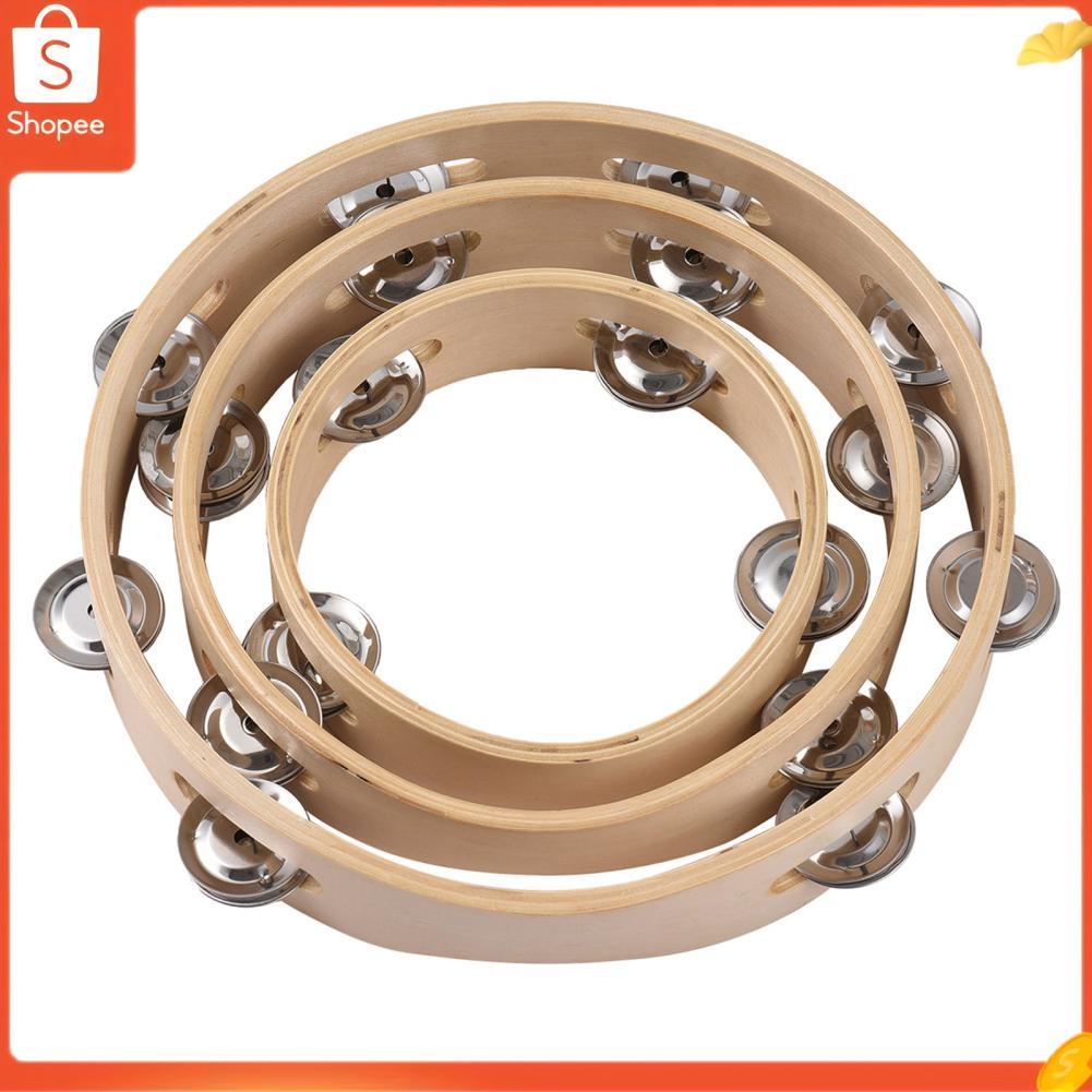 Hap WOTAO Pandeiro de 10 polegadas para adultos Som agradável de jingle Anéis de sino com manivela de madeira Cor