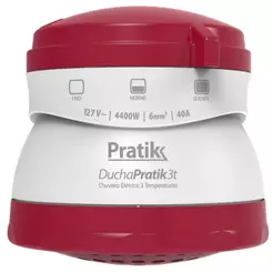 Chuveiro Ducha Pratik 3 Temperaturas, 4400W, Branco/Vinho