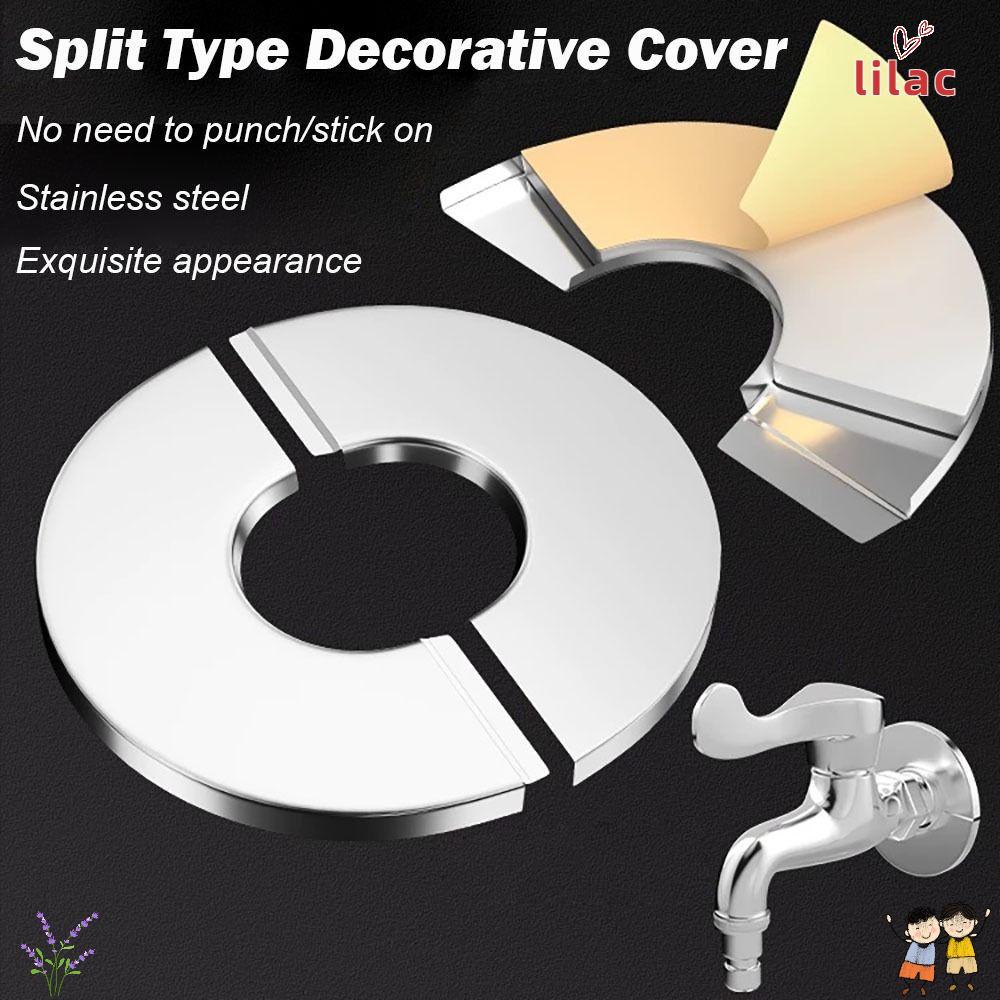 Capa De Torneira De Chuveiro LILAC , Decorativa Prateada De Aço Inoxidável , Tampa De Flange Autoadesiva