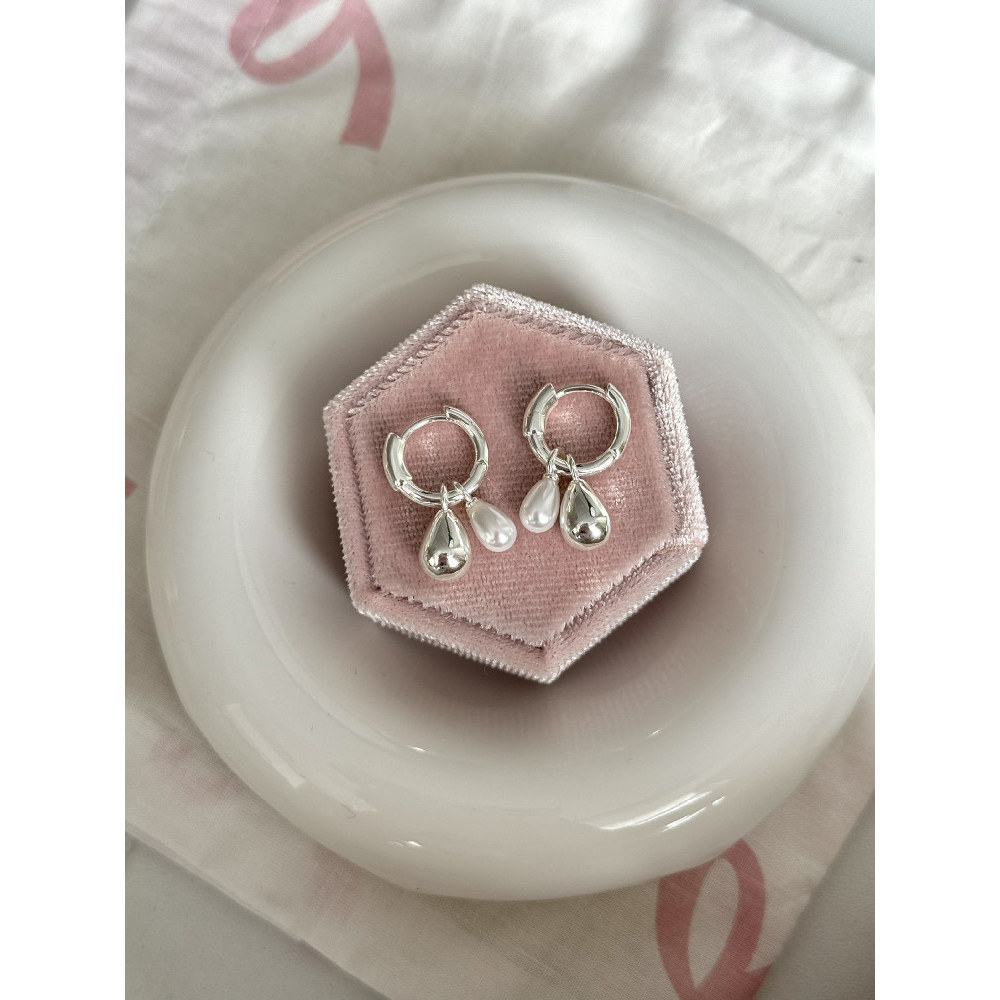 brinco de pressão brinco de pressao feminino Prata esterlina gota de água pérola brincos feminino luz luxo High-End bri