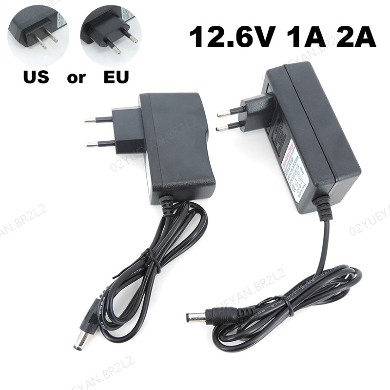 AC 110V 240V Para DC 12.6V 1A 2A 1000ma Carregador Volt Adaptador De Fonte De Alimentação 5.5 * 2.5MM 18650 Bateria De L
