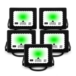 Kit 5 Refletores LED 20W Azul ou Verde IP67 Prova D'Água Bivolt Alta Luminosidade