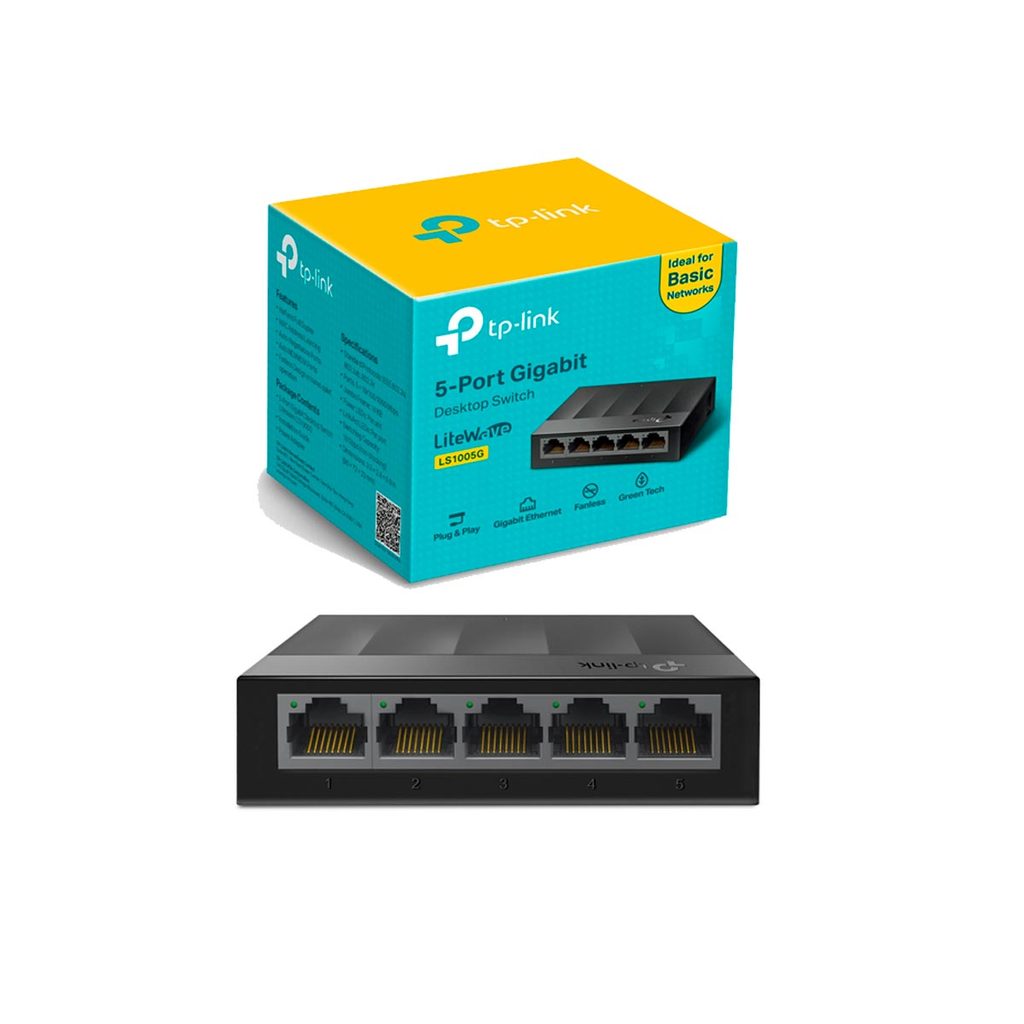 Switch de Mesa LS1005G Tp Link 5p GigaBit 1000 Mbps Plug and Play, Nenhuma Configuração Necessaria.