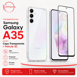 Capa Capinha Anti Impacto Compatível Com Galaxy A35 E/OU Película 3D Vidro Temperado