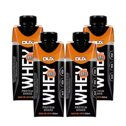 Kit 4 Bebida Láctea UHT Whey Protein Shake Dux Sabor Doce de Leite com 15g de Proteína 250ml