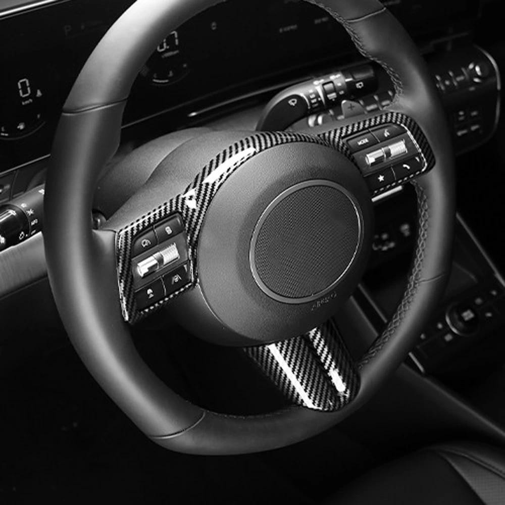 Para Hyundai Kona 2024 Botões Do Volante Decoração Quadro Capa Guarnição Estilo Carro Acessórios Interiores De Madeira C