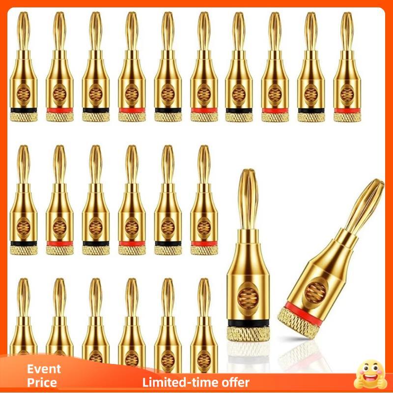 Conector De Pino De Fio De Cabo Musical Banhado A Ouro 24 Peças 4mm Plugue Banana Alto-Falante De Áudio