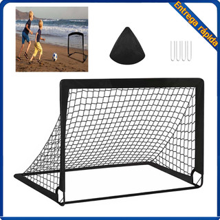 1 gol de treinamento de futebol 120 * 90 cm preto com 4 pregos terrestres e 1 bolsa de armazenamento preta portátil
