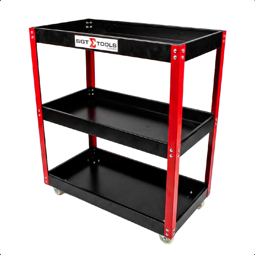 Carrinho para Ferramentas 3 Bandejas Aço Reforçado 4 Rodas para Oficina e Estética Automotiva Sigma Tools 1205100609