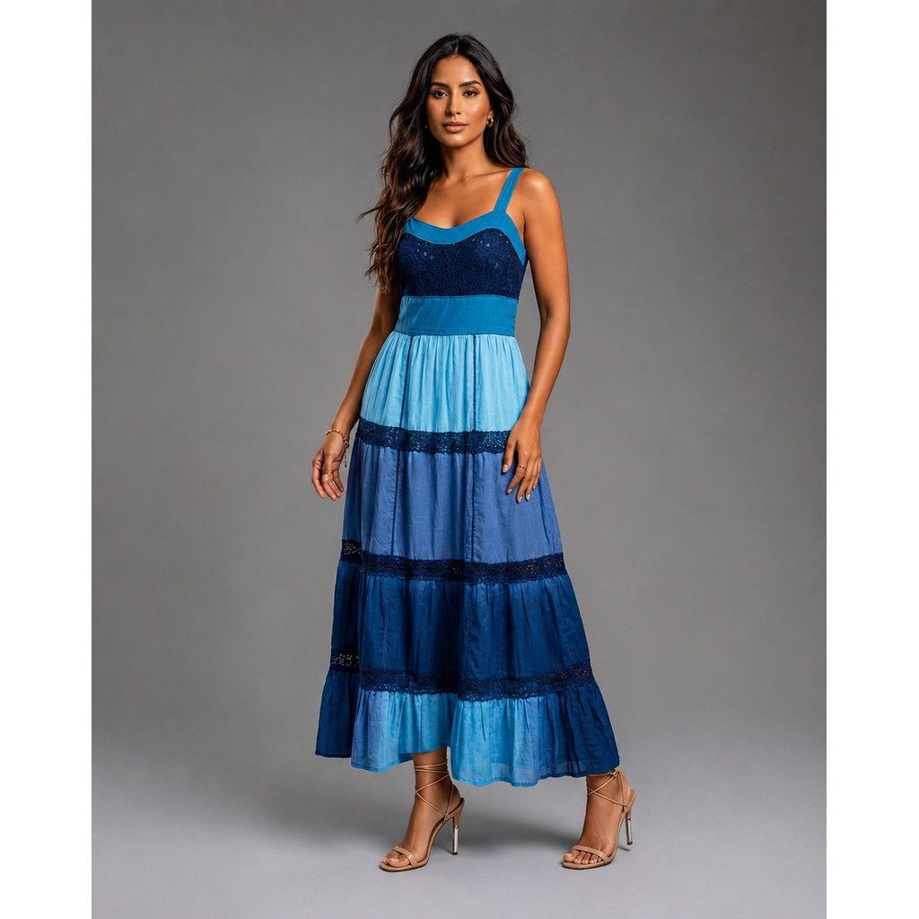 Vestido Longo Feminino Alça Fina Elegante Verão Premium-1501/1502/1506/1519