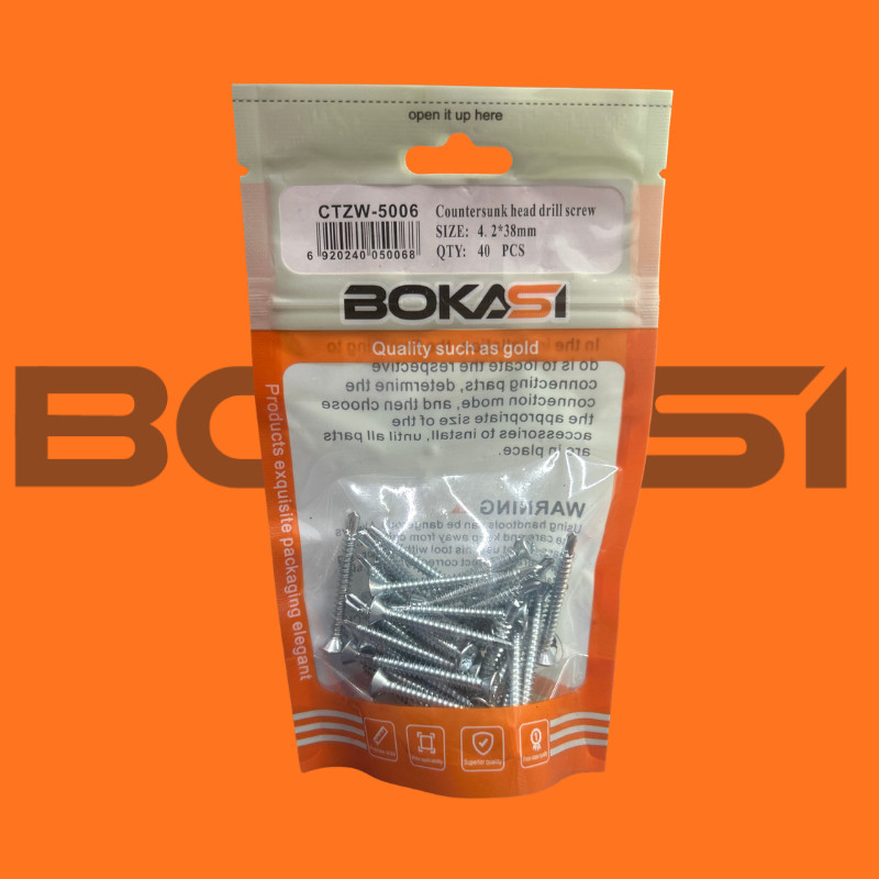 Kit 40 Parafusos Auto Brocante Cabeça Chata 4,2x38mm para Metal Drywall Chapa Aço