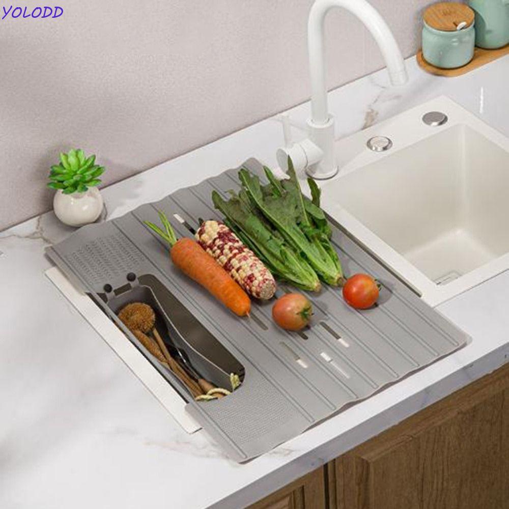 Rack De Armazenamento De Cozinha Yoloqx , Secagem De Pratos De Silicone Dobrável Escorredor De Maquiagem Que Economiza E