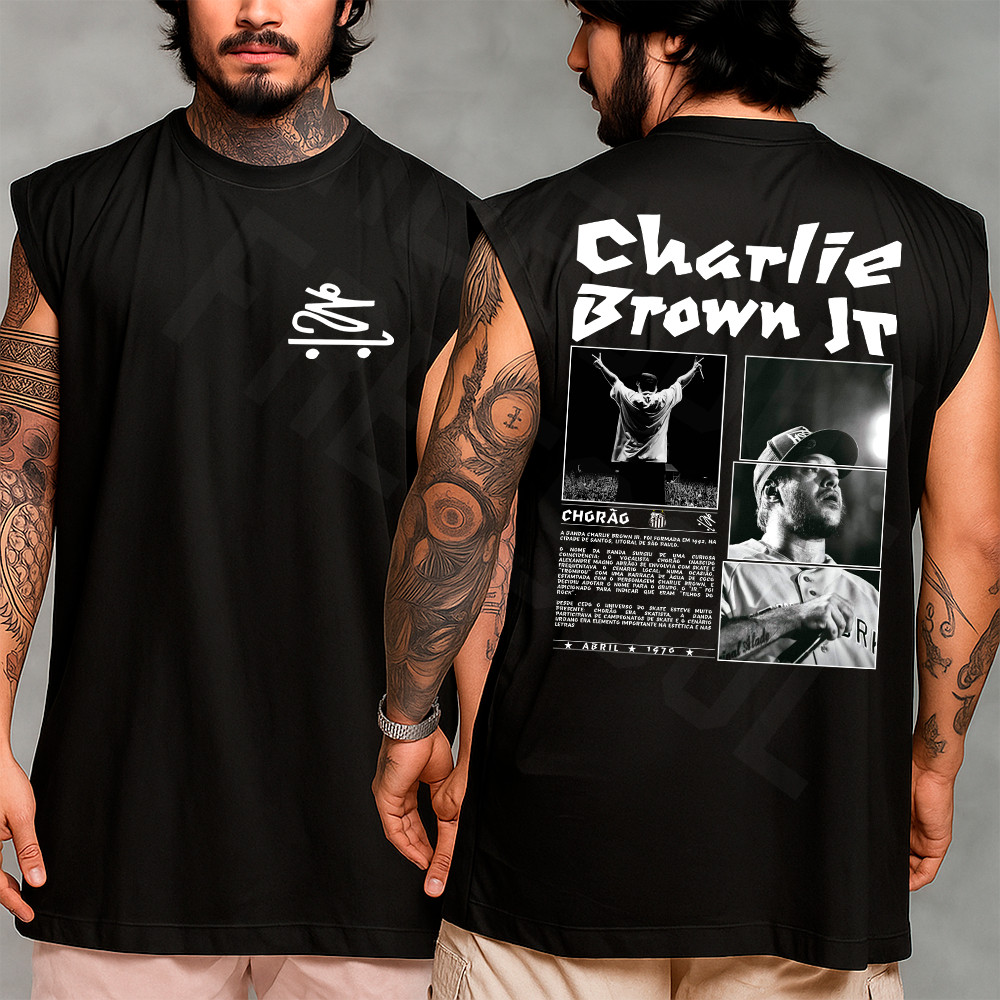 Camiseta regata machao oversized masculino Charlie Brown Jr Santos Gym Streetwear Longline Algoda
