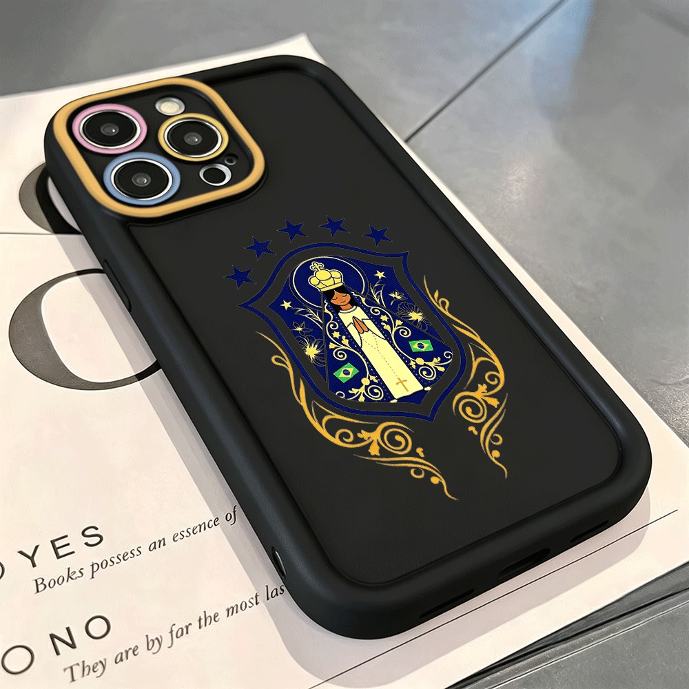 Moldura De Anel De Câmera Colorida Nossa Senhora Hexa Brasil Capa Para iPhone 17 Ar 14 15 16 Plus XR 11 12 13 Pro Max