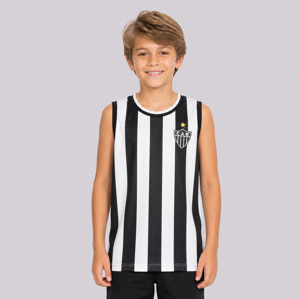 Regata Atlético Mineiro Flood Infantil Branca e Preta