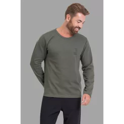 Pijama Masculino Ribana Algodão Manga Comprida Calça