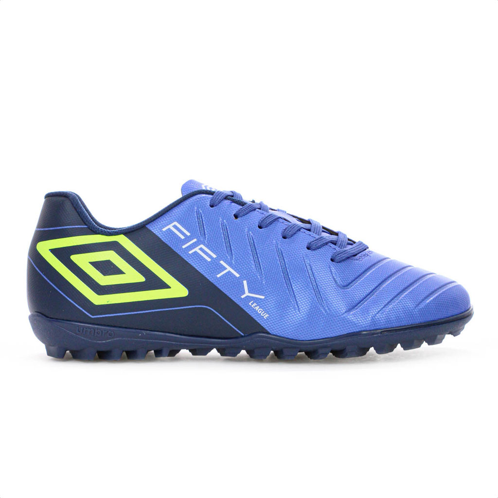 Chuteira Umbro Society Fifty Vi League Azul e Verde Limão - Masculino