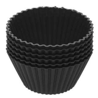 6 Formas Redondas para Cupcake 7cm x 3cm Preta Silicone