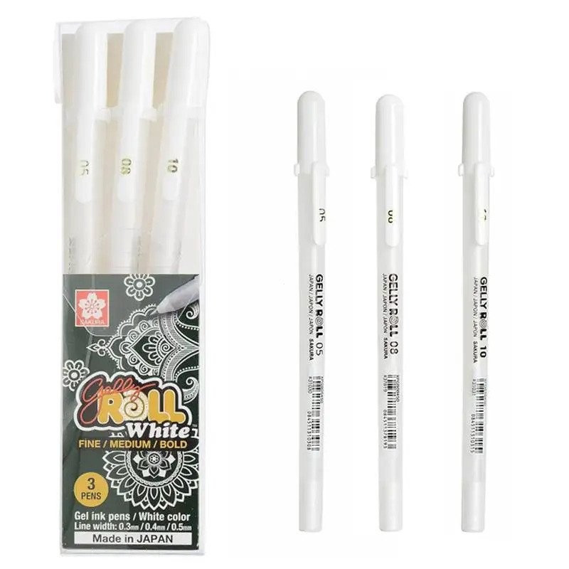 1/3 Pçs SAKURA Gelly Rolo Gel Canetas Marcador De Destaque Para Diário Arte Desenho Clássico Tinta Branca Ponto Sortido