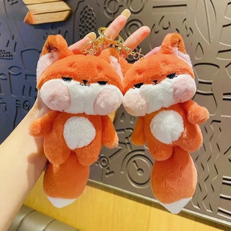Brinquedo de Pelúcia Fofo, Raposa de Cauda Grande, Pingente para Bolsa, Acessório para Chave de Carro