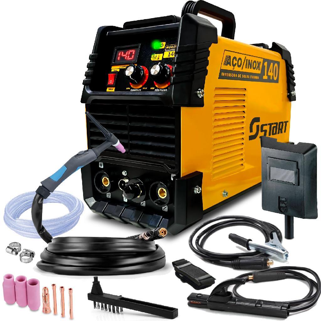 Maquina Inversora Solda 140a Mma Tig Aço Inox Cobre Titânio Amarelo 220v - Start