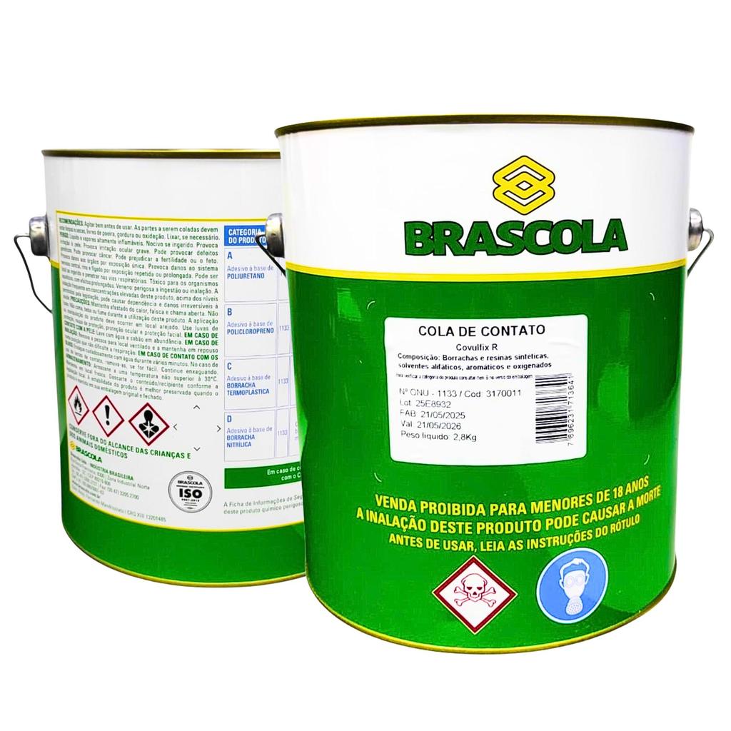 Kit 2 Colas Contato Adesivo 2,8Kg Brascola Colagem de Laminados e Fórmicas Móveis e Marcenaria