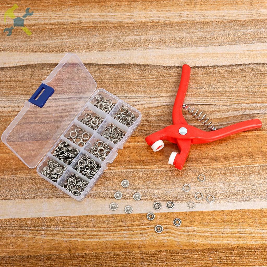 200 Pçs Kit De Botão De Pressão Com Alicate Manual Ergonômico Metal Imprensa Studs Ferramentas Aço Inoxidável Snap Prend