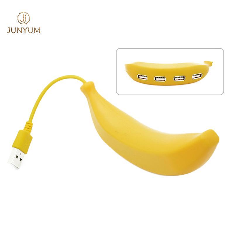 YUKE USB 2.0 Hub Multi Portas Divisor Adaptador De Alimentação 4 Expansor Múltiplo Engraçado Forma Banana Para PC Mac Po