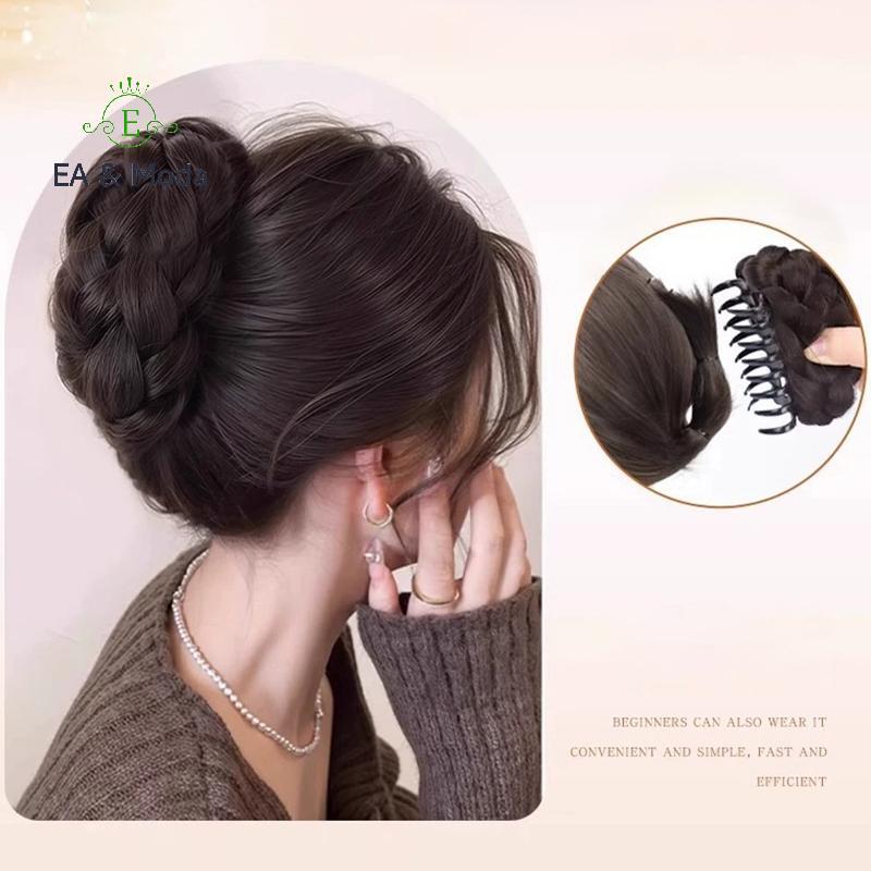 EA & Moda Elegante Massa Frita Sintética Torce Bola De Cabelo Coque Garra Clipe Flor Bud Cabeça Fofo De Prato Ba Peruca
