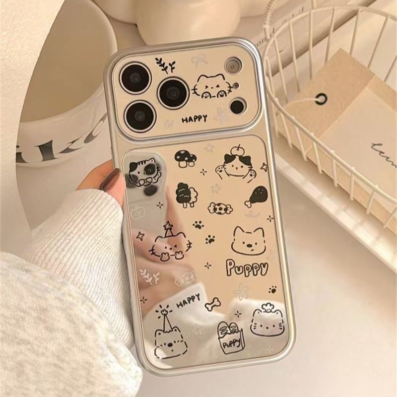 Capa para Apple 17 Pro com espelho e design de gatinhos, capa espelhada para iPhone 17 Pro, compatível com iPhone 17, 16