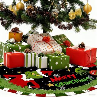 Saia para Árvore de Natal, 48″, Vermelha e Verde, Saia Divertida para Árvore de Natal, Decoração de Natal, Saia de Monst