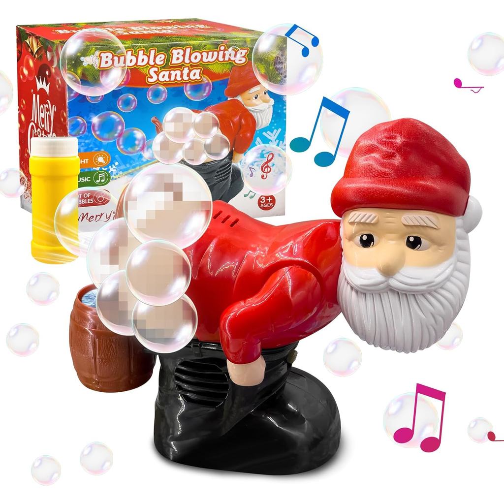 Máquina de Bolhas do Papai Noel para o Natal, Máquina de Bolhas Musical do Papai Noel com Luzes Piscantes, Máquina Autom