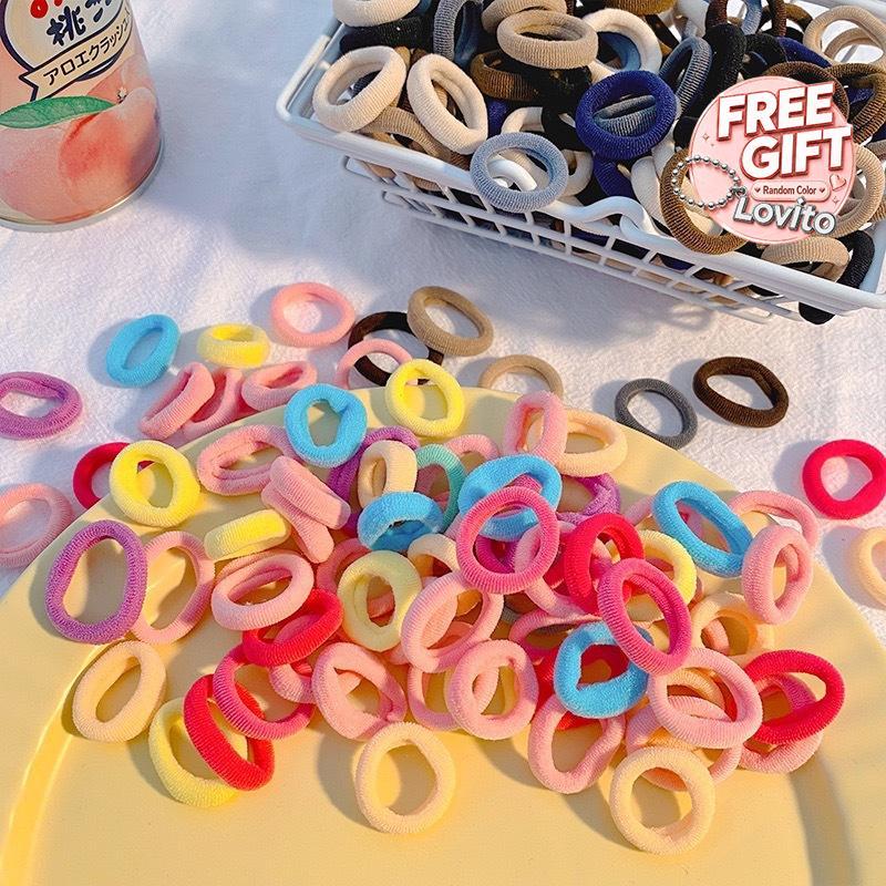 100 Peças Laços De Cabelo Sem Emaranhado Para Crianças , Tiaras Macias Costura Meninas E Bebês , Conjunto De Acessórios