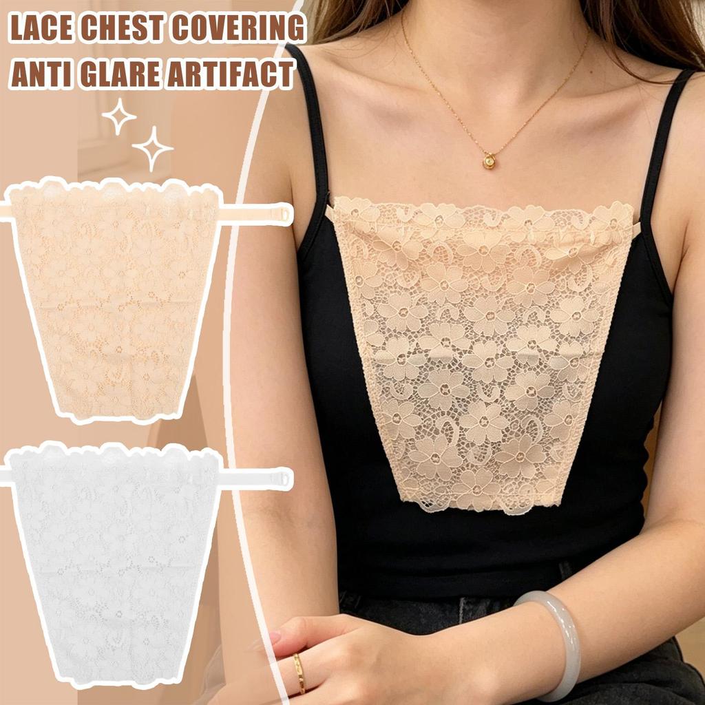 Inserção De Modesta De Renda Invisível Almofada De Peito Anti-peep De Uma Peça-Capa De Decote Respirável Macia Para Vest