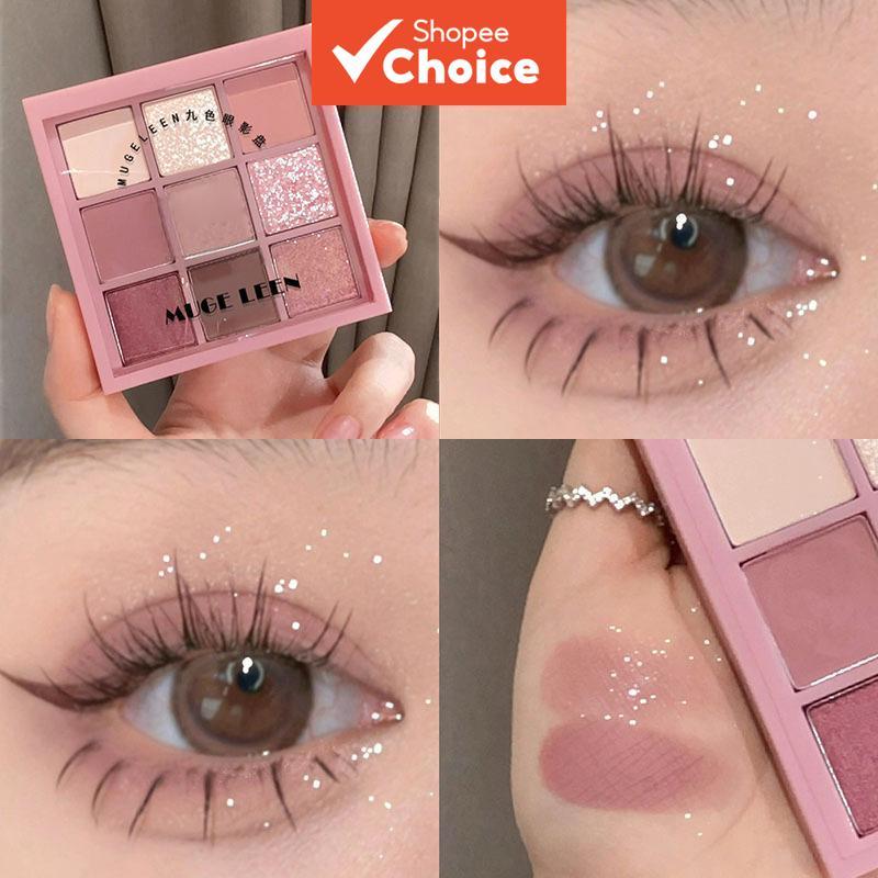 Paleta de Sombras de 9 Cores Rose Pink | Fosca e Brilho com Glitter | À Prova d’Água e Duradoura | Paleta de Sombra