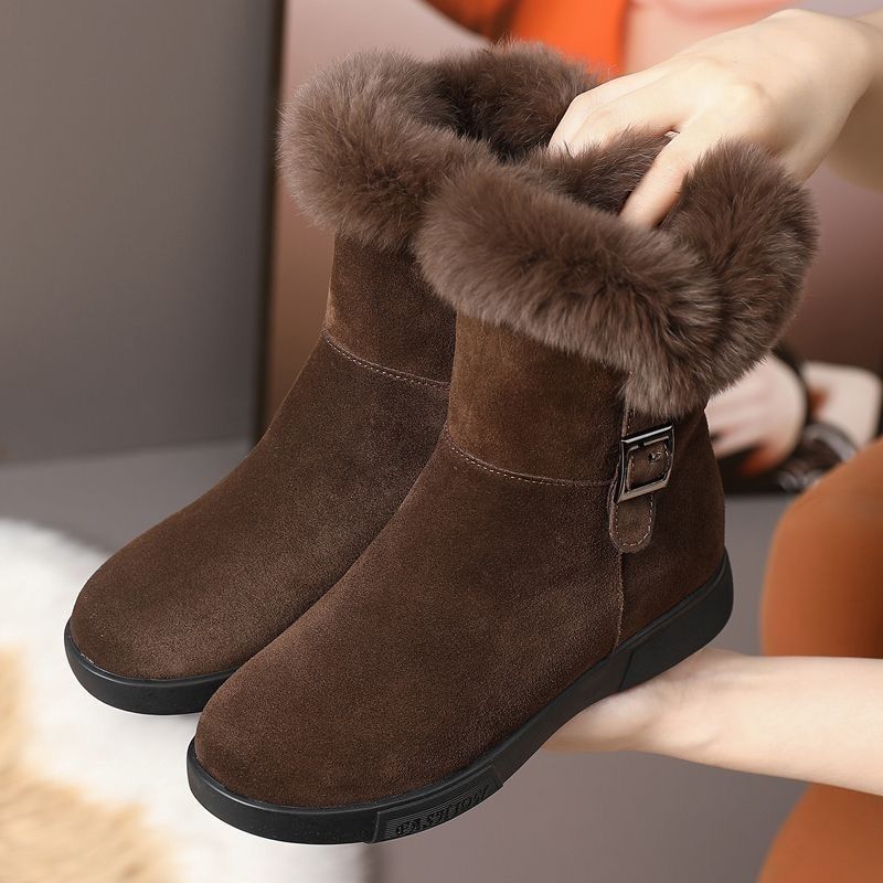 Manter quente nordeste botas de neve mulheres inverno forro de lã novo estilo mãe plana sola grossa grande lã grossa bot