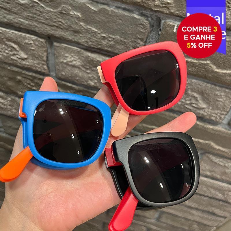 Óculos De Sol Dobráveis Infantis UV400 Coloridos Portáteis Leves