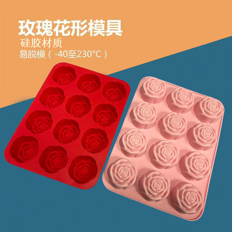 Bandeja de gelo de Silicone 12 rosas bandeja de gelo festa criativa bandeja de gelo fácil liberação molde doméstico case