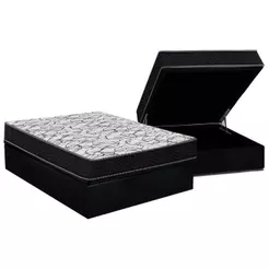 Conjunto Box Baú Casal: Colchão Espuma Ortobom D45 Airtech 150 + Base CRC Courano Black(138x188)