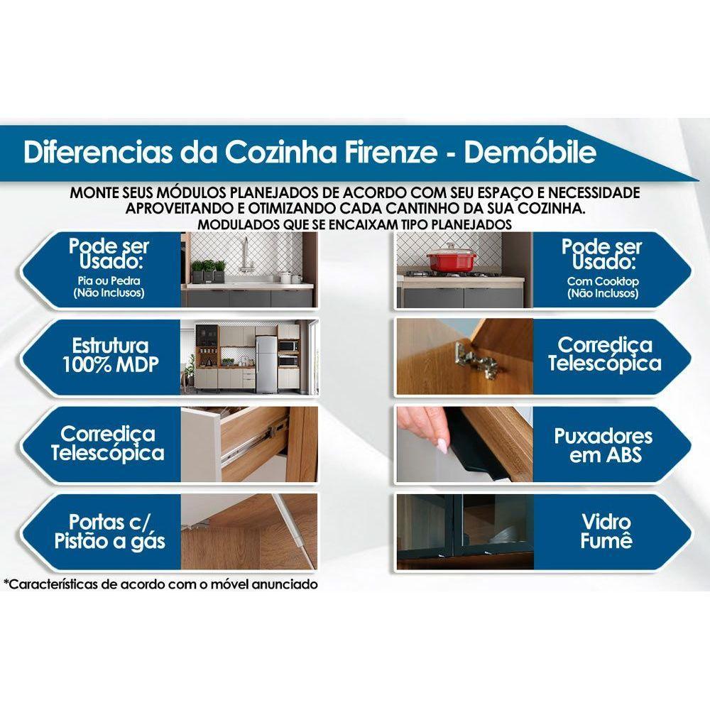 Paneleiro de Cozinha Firenze Torre Quente c/ 4 Portas 70x219 Avena/Grafito - Demóbile