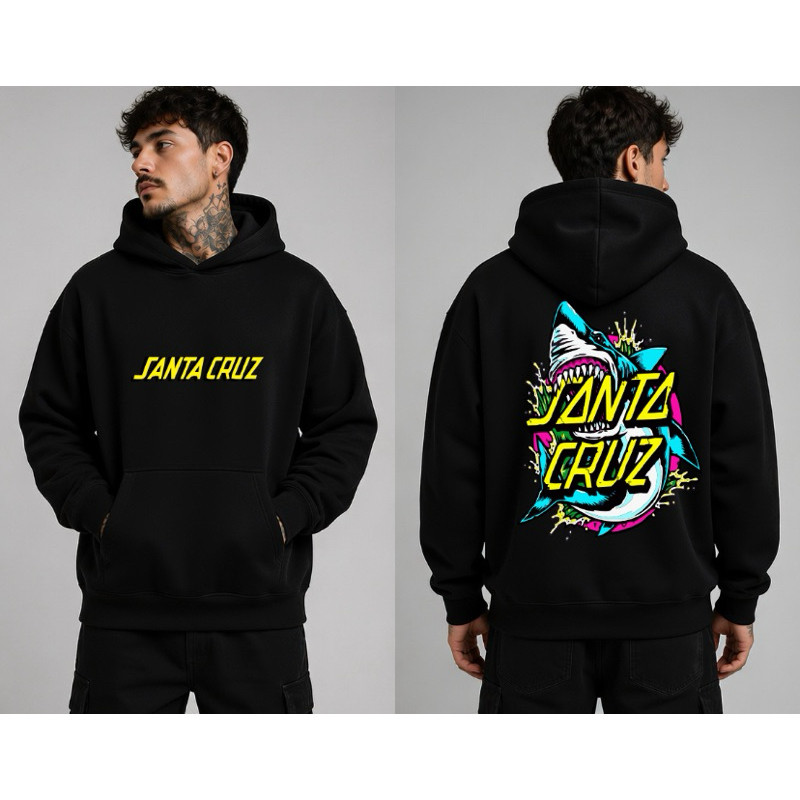 Moletom Santa Cruz Masculino Unissex Skate Streetwear Tubarão Com Capuz