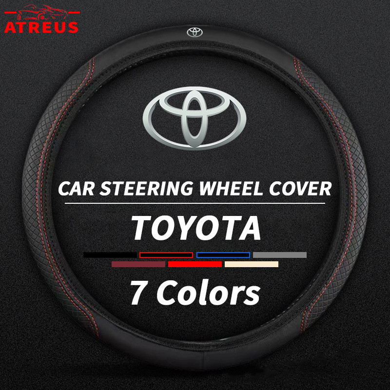Capa Protetora para Volante Toyota, Capa de Volante em Couro Antiderrapante para Toyota Corolla Cross Hilux Etios 7P3M