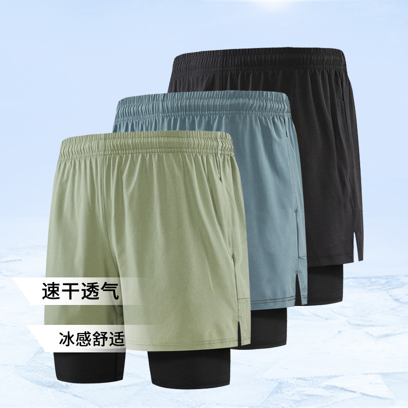 Shorts de basquete americano Anti-reflexo, corrida, lazer, secagem rápida, camada dupla, esportes masculinos, treinament