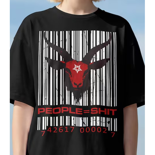 Camiseta Masculina Feminina Oversized Estampa People = Shit Bode Heavy Metal Streetwear T-shirt